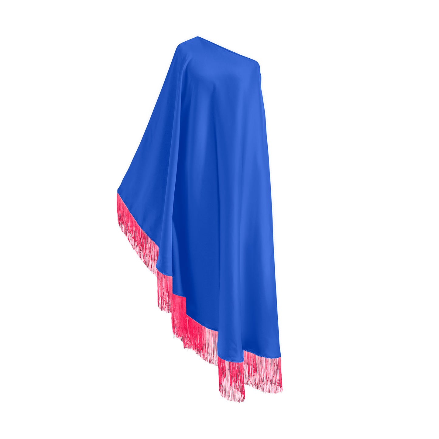 Off Shoulder Glam Neon Pink Fringe Maxi Dress
