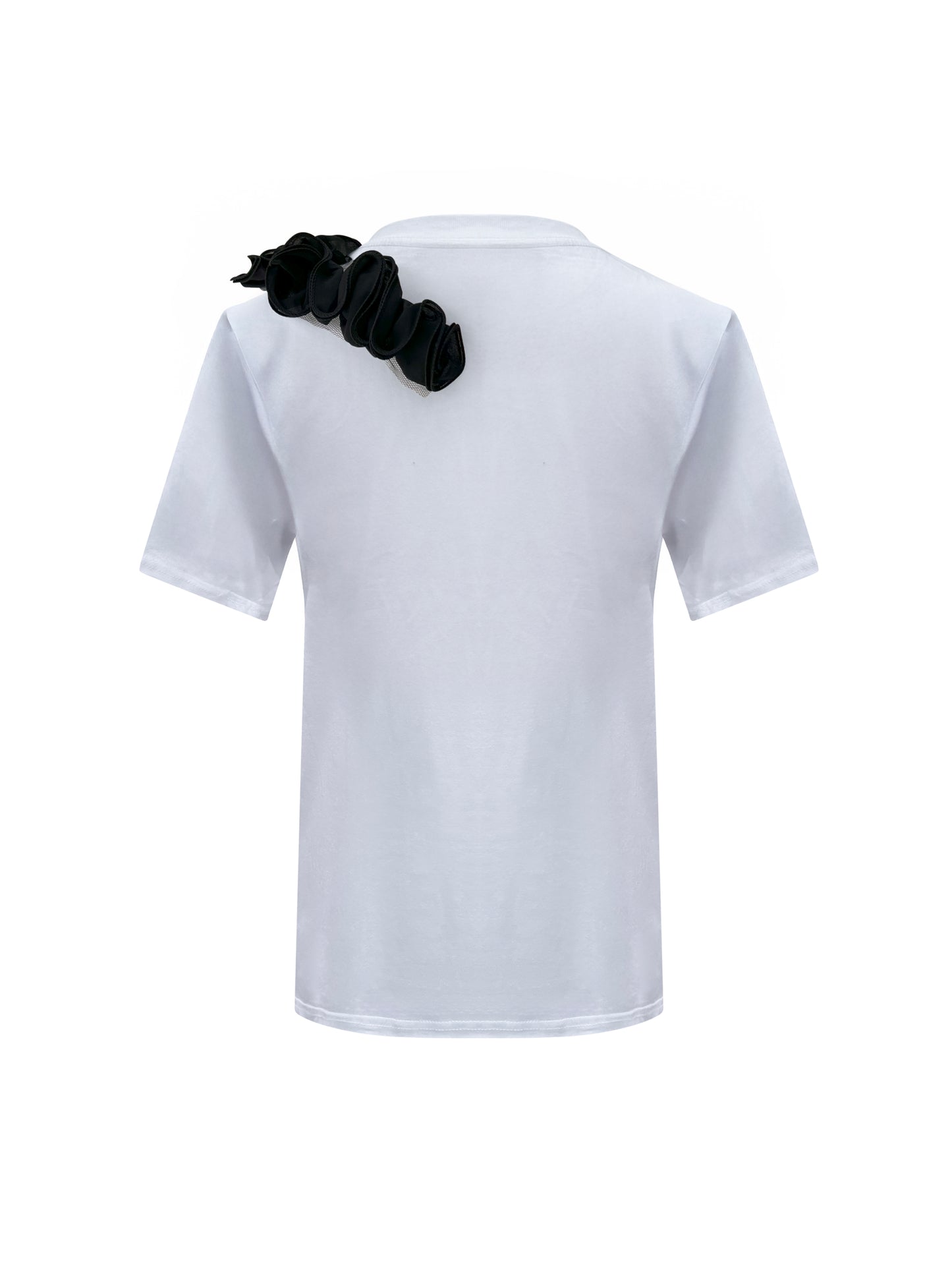 Black Rose Summer One Shoulder Cotton T-Shirt