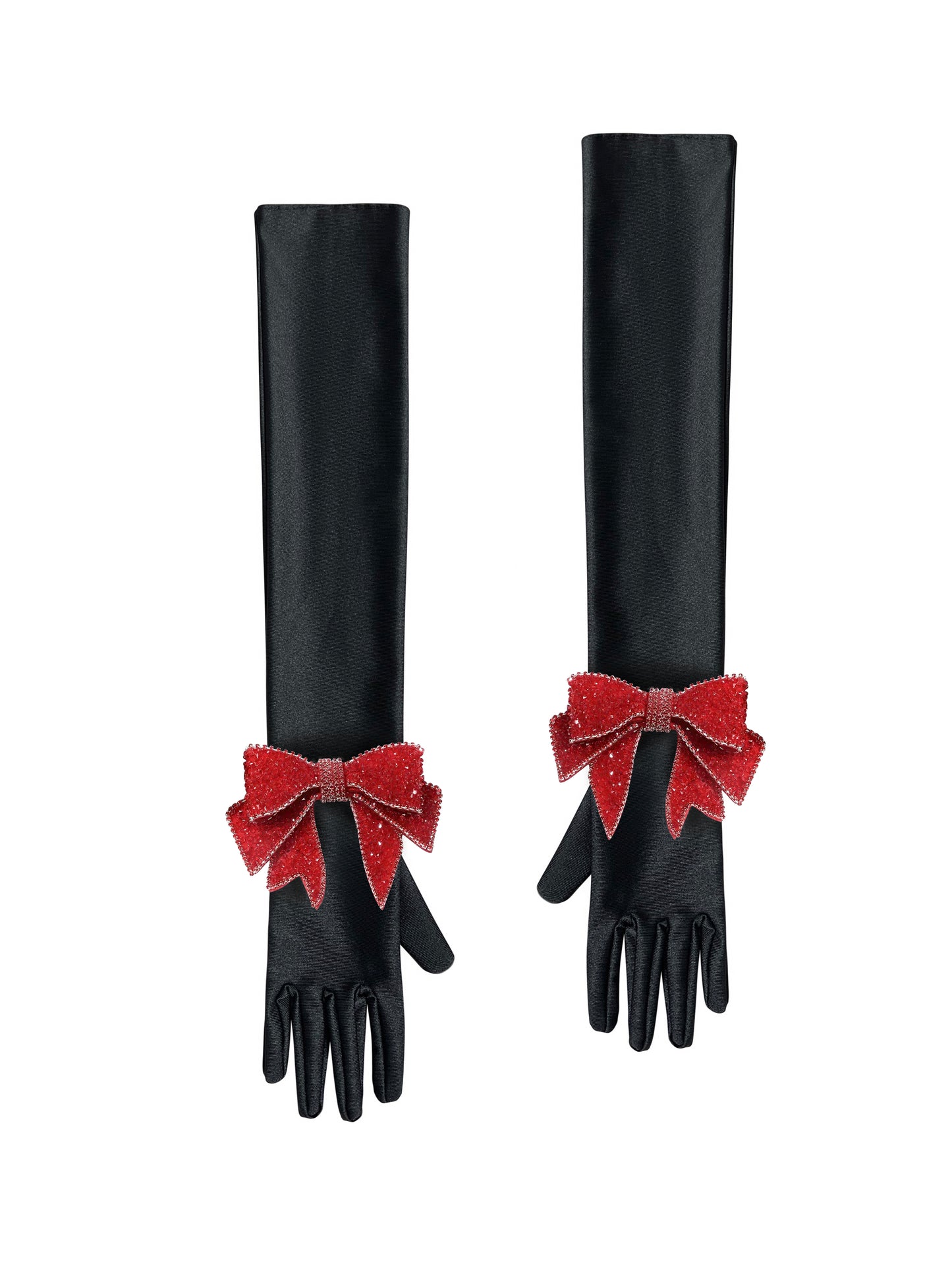 Crystal Bow Red Chic Gloves