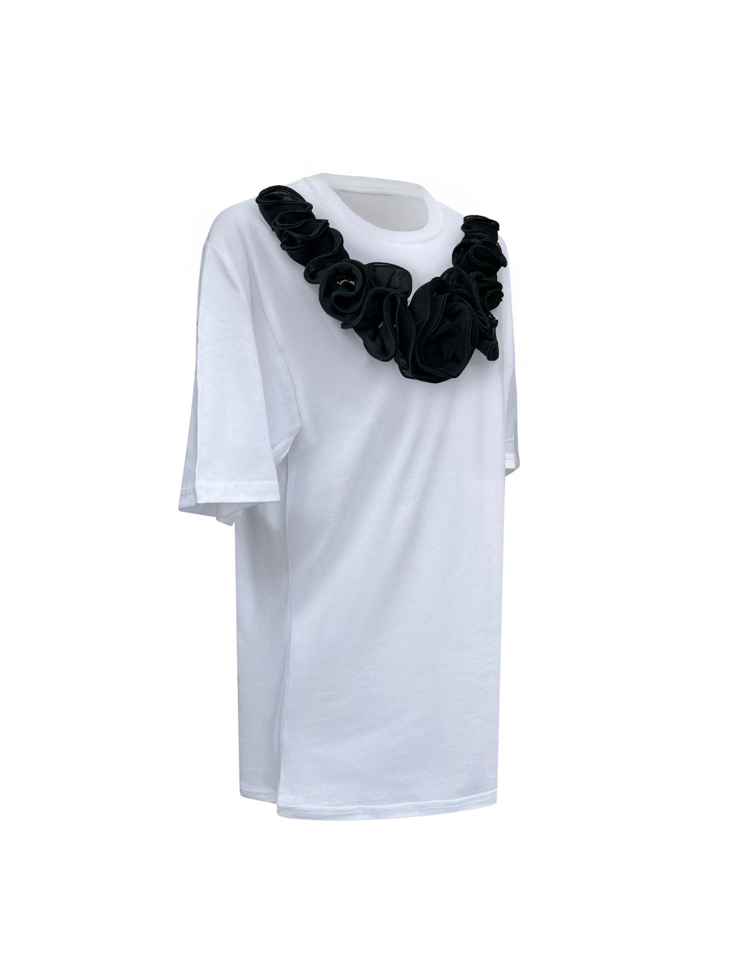 Black Middle Rose Summer Cotton T-Shirt