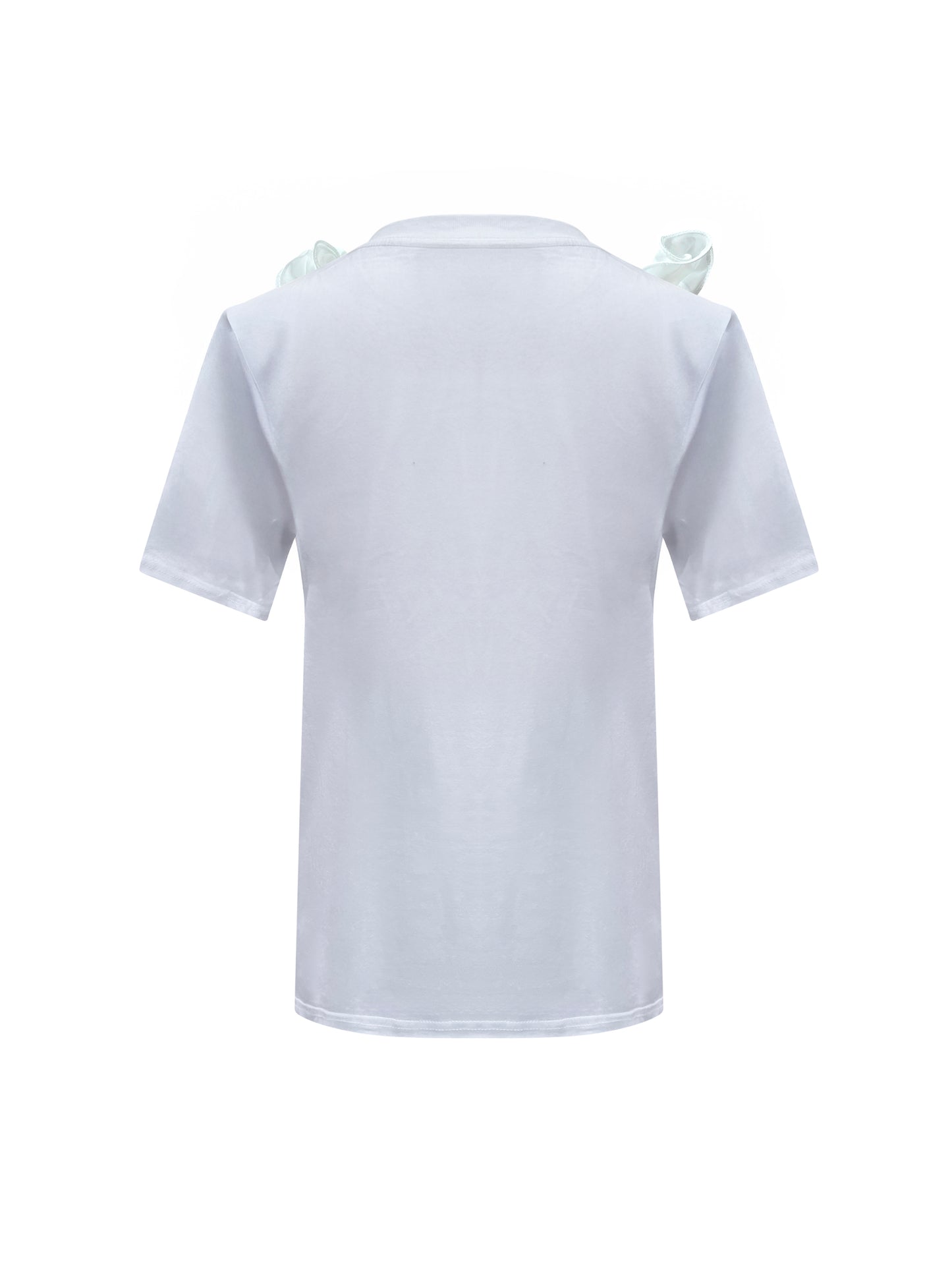White Middle Rose Summer Cotton T-Shirt