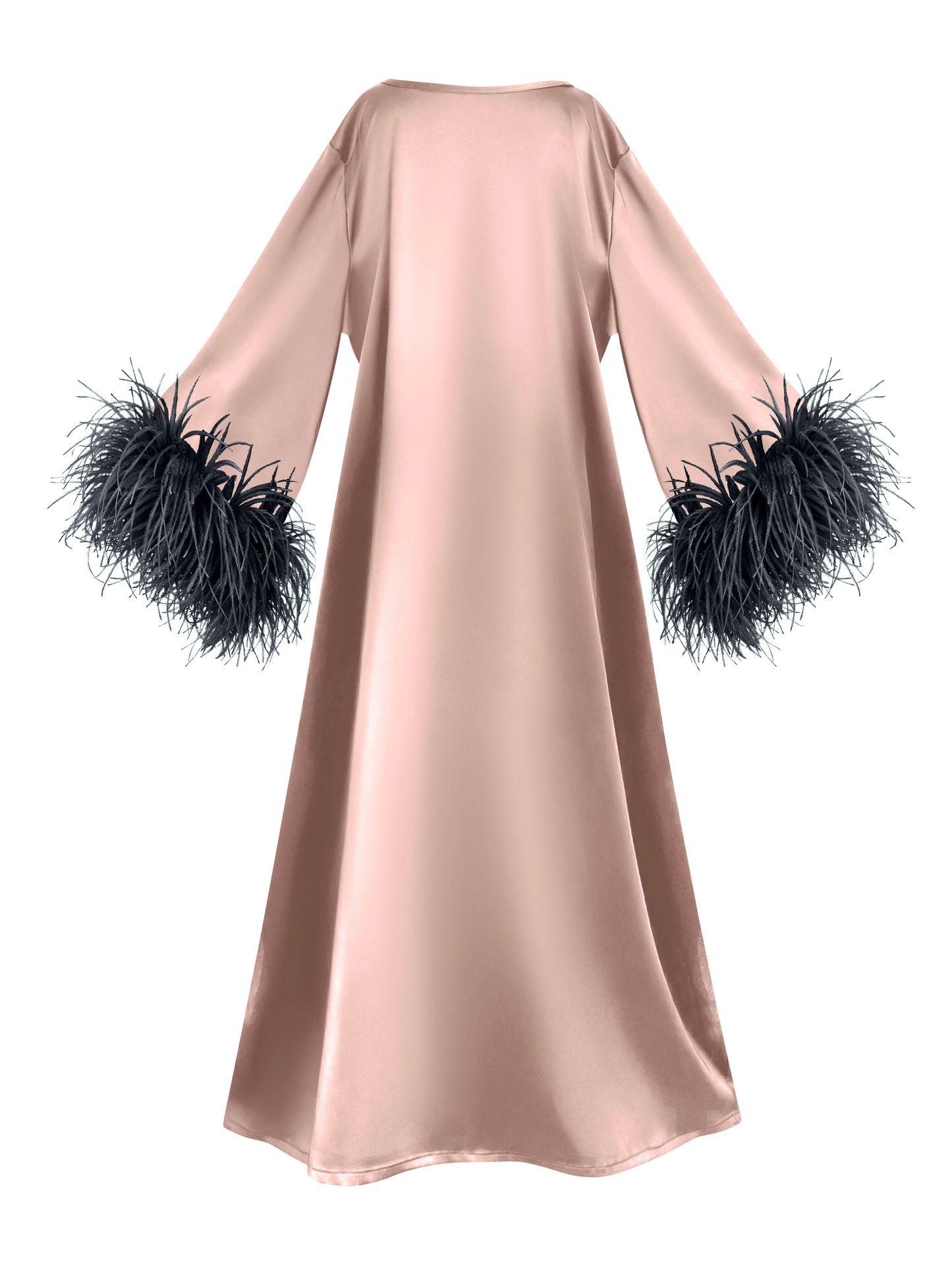 Dusky Pink Island Dress With Black Feathers