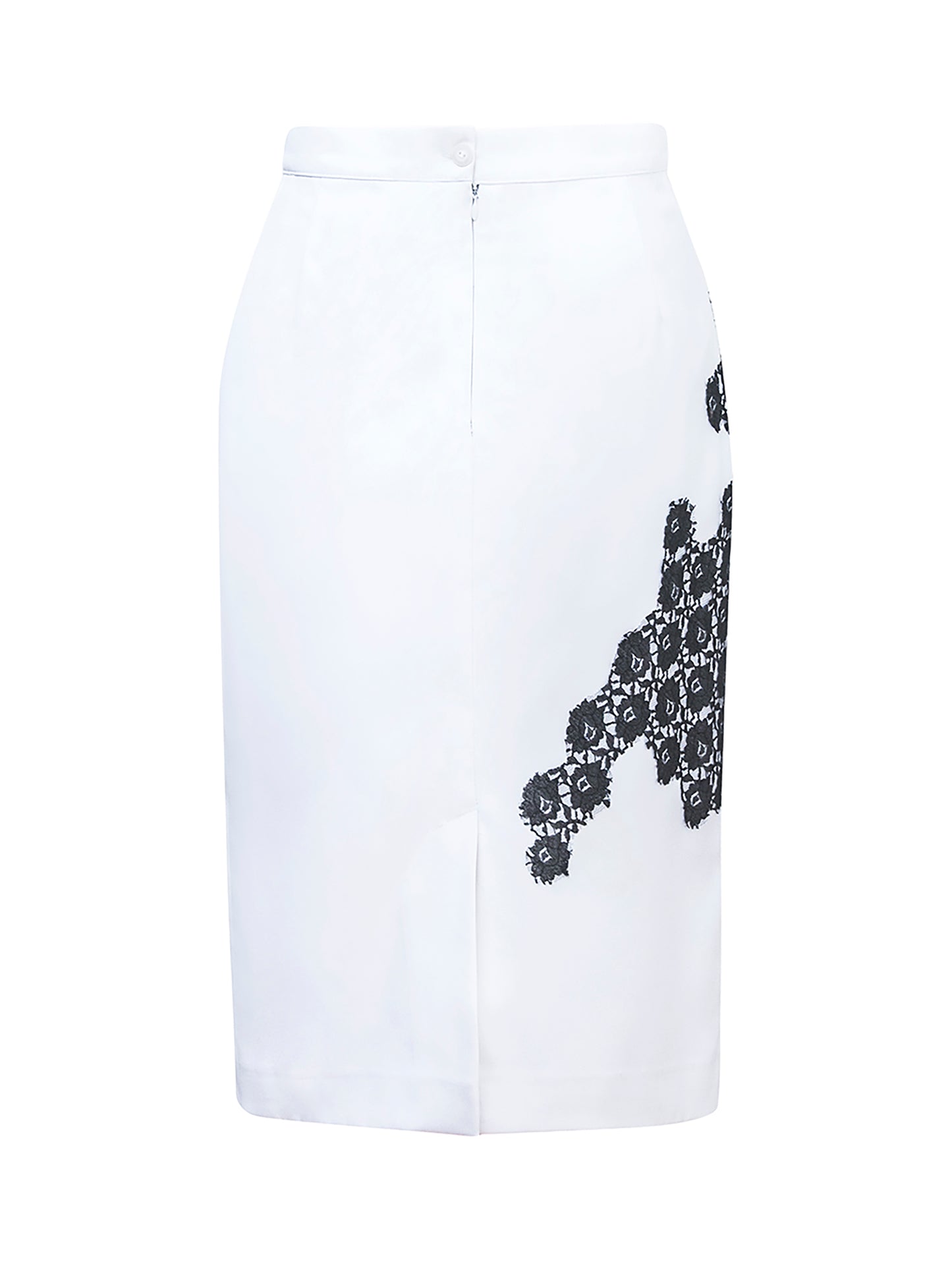 White Pencil Skirt With Black Lace
