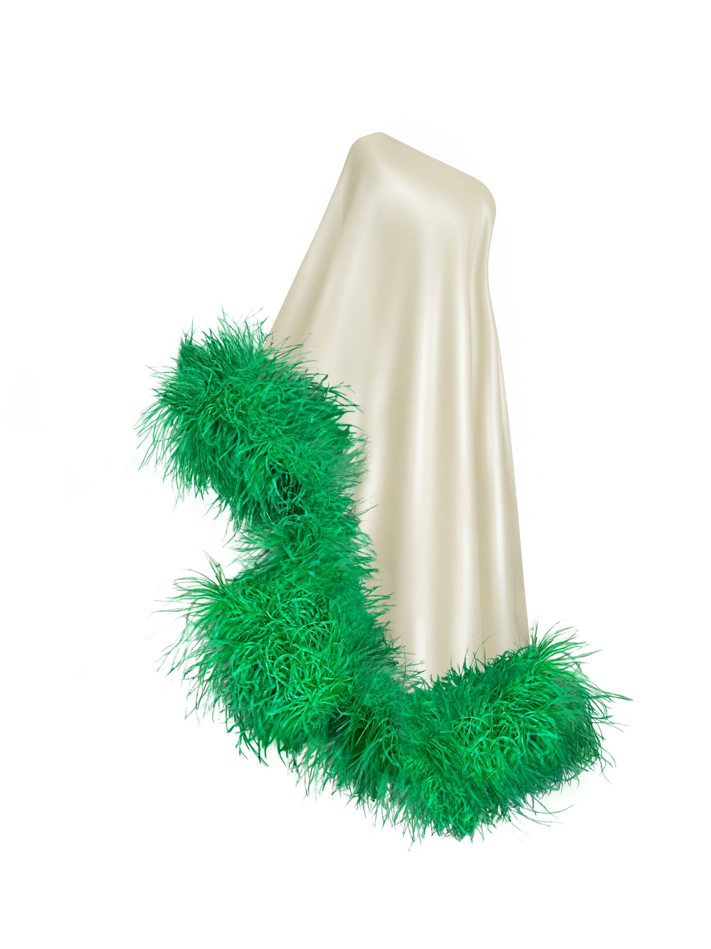 Star Ivory and Green Feathers Dress