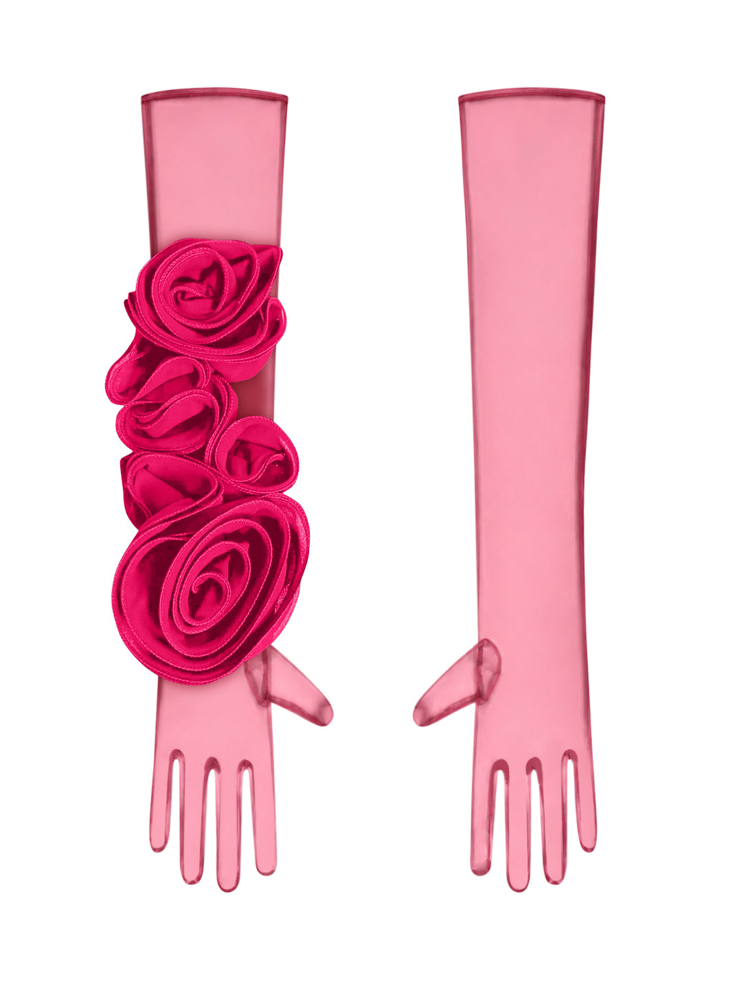 Red Gloves With Fuchsia Flower