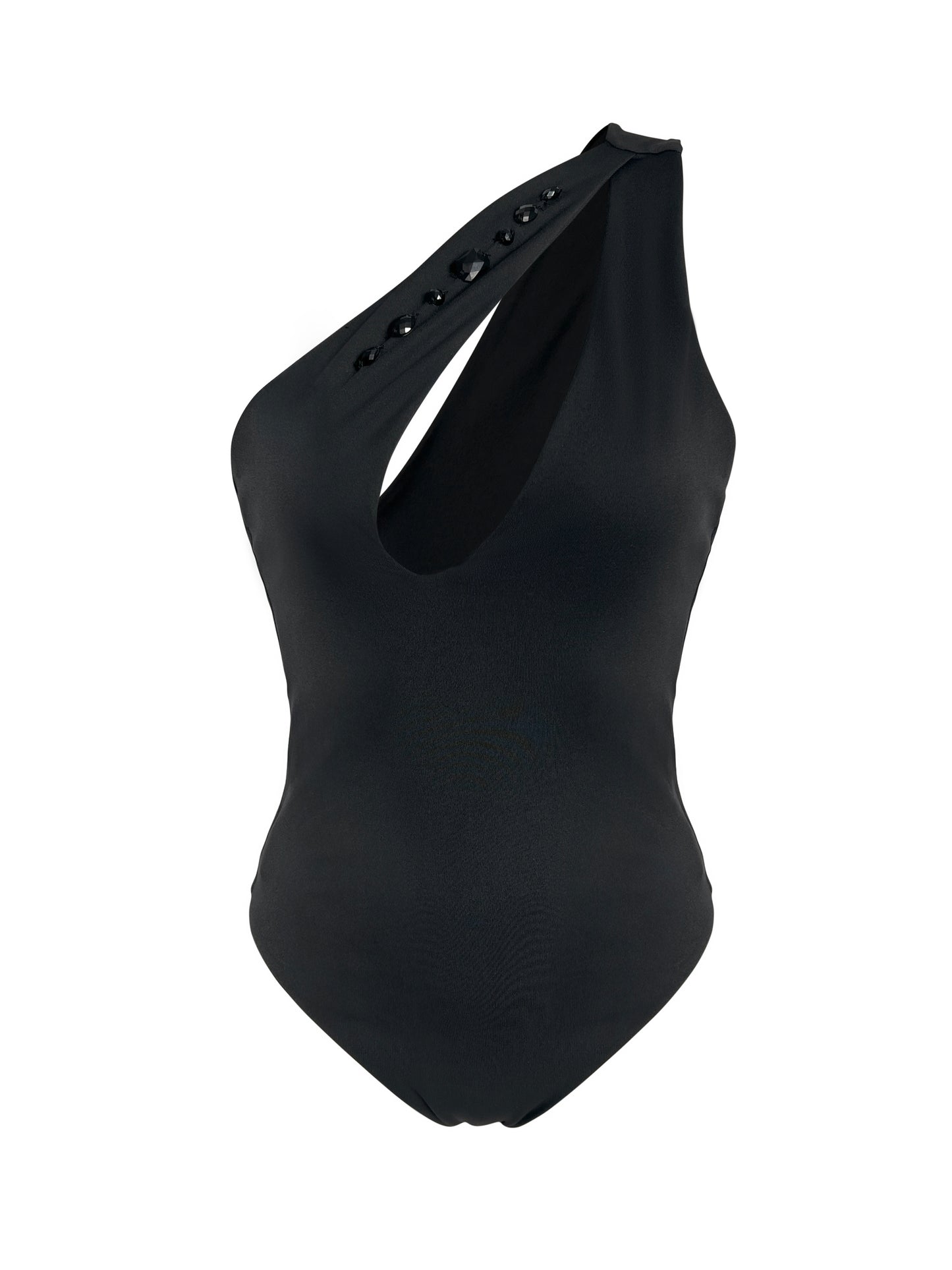 One Piece Black Chic Crystals Swimsuit