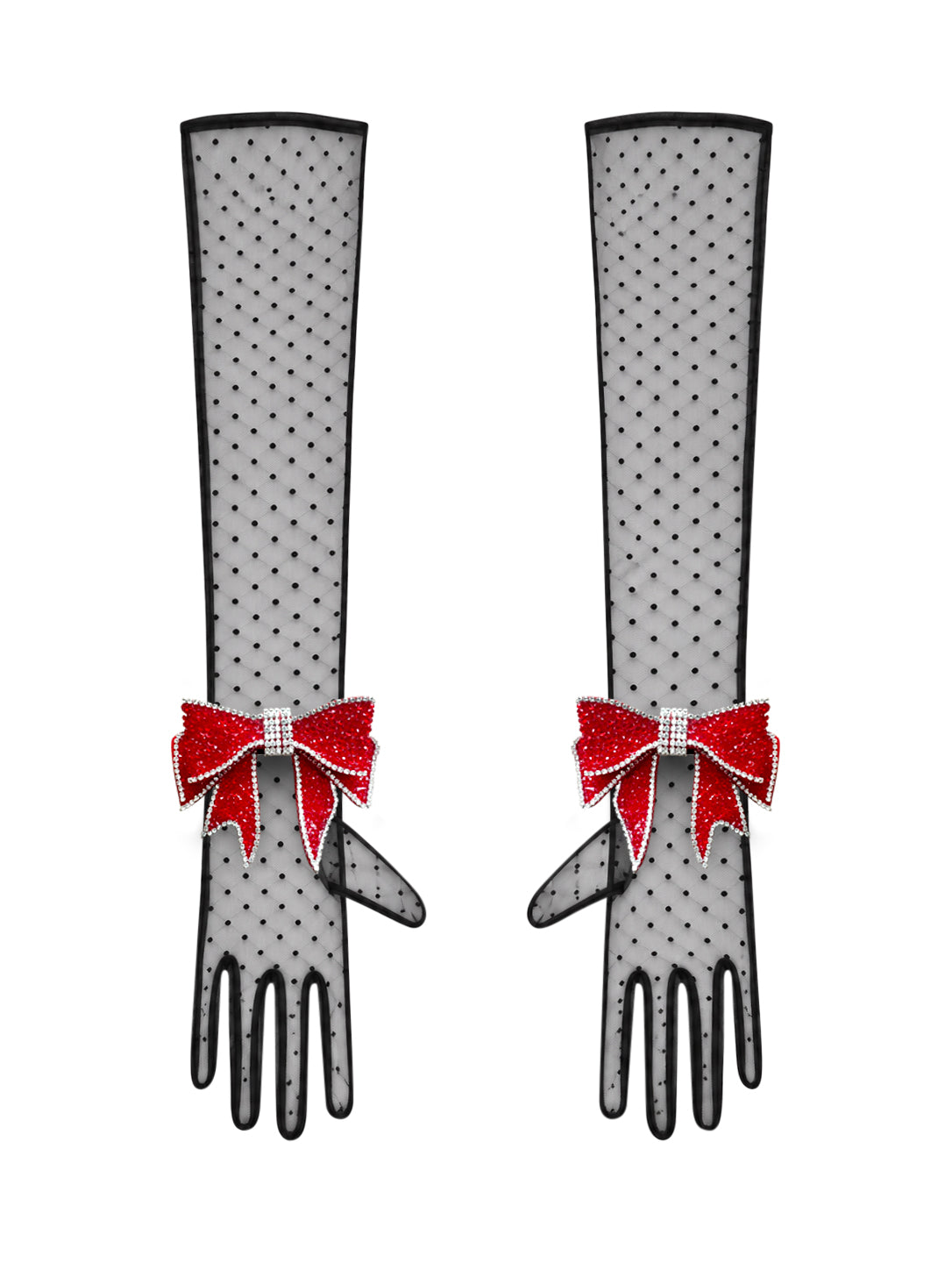 Crystal Red Bow Chic Gloves