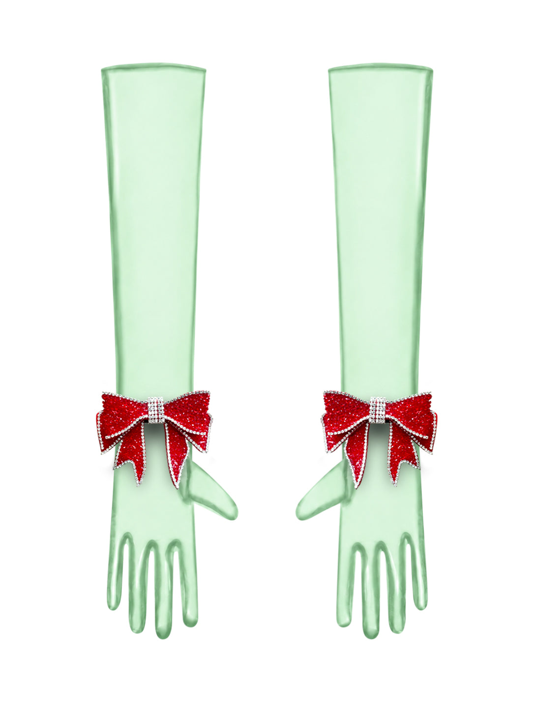 Crystal Red Bow Mint Gloves