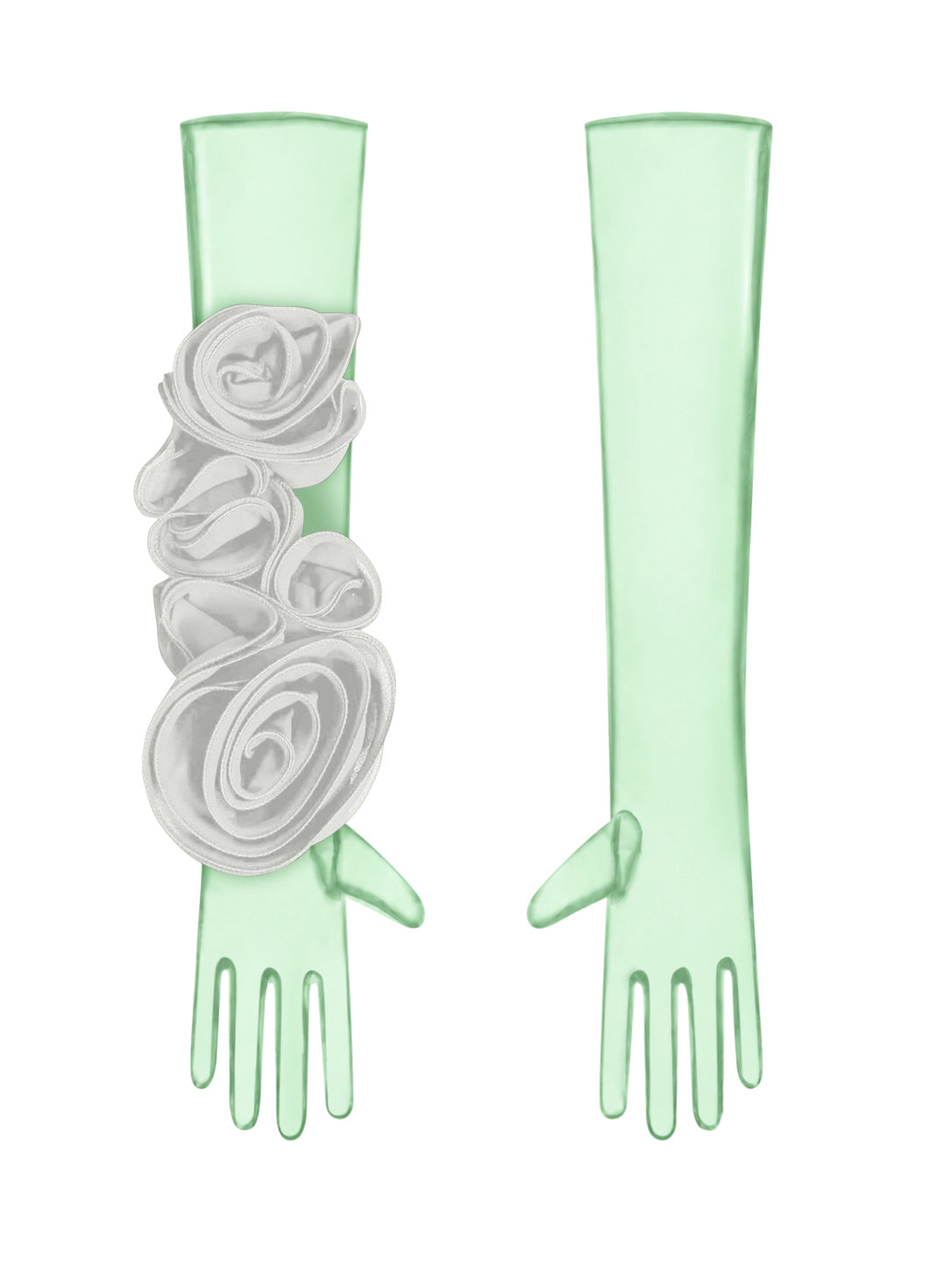 Green Gloves With White Flower
