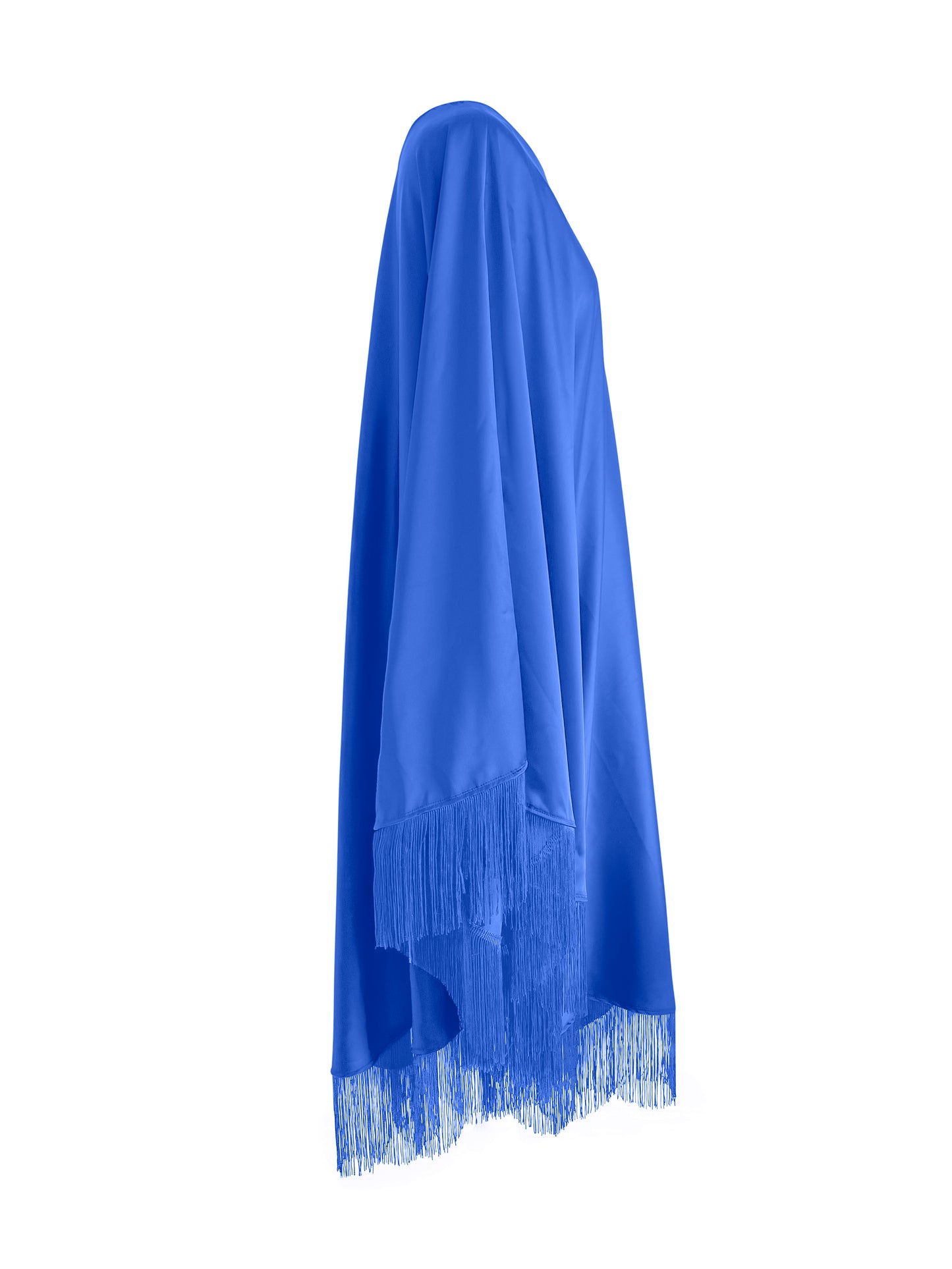 Blue Fringe Off Shoulder Summer Glam Maxi Dress