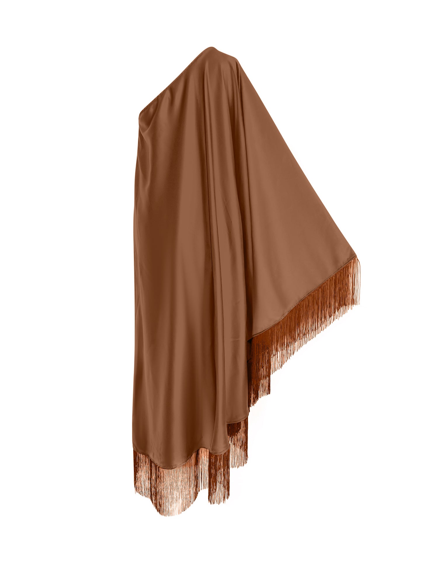 Brown Fringe Off Shoulder Summer Glam Maxi Dress