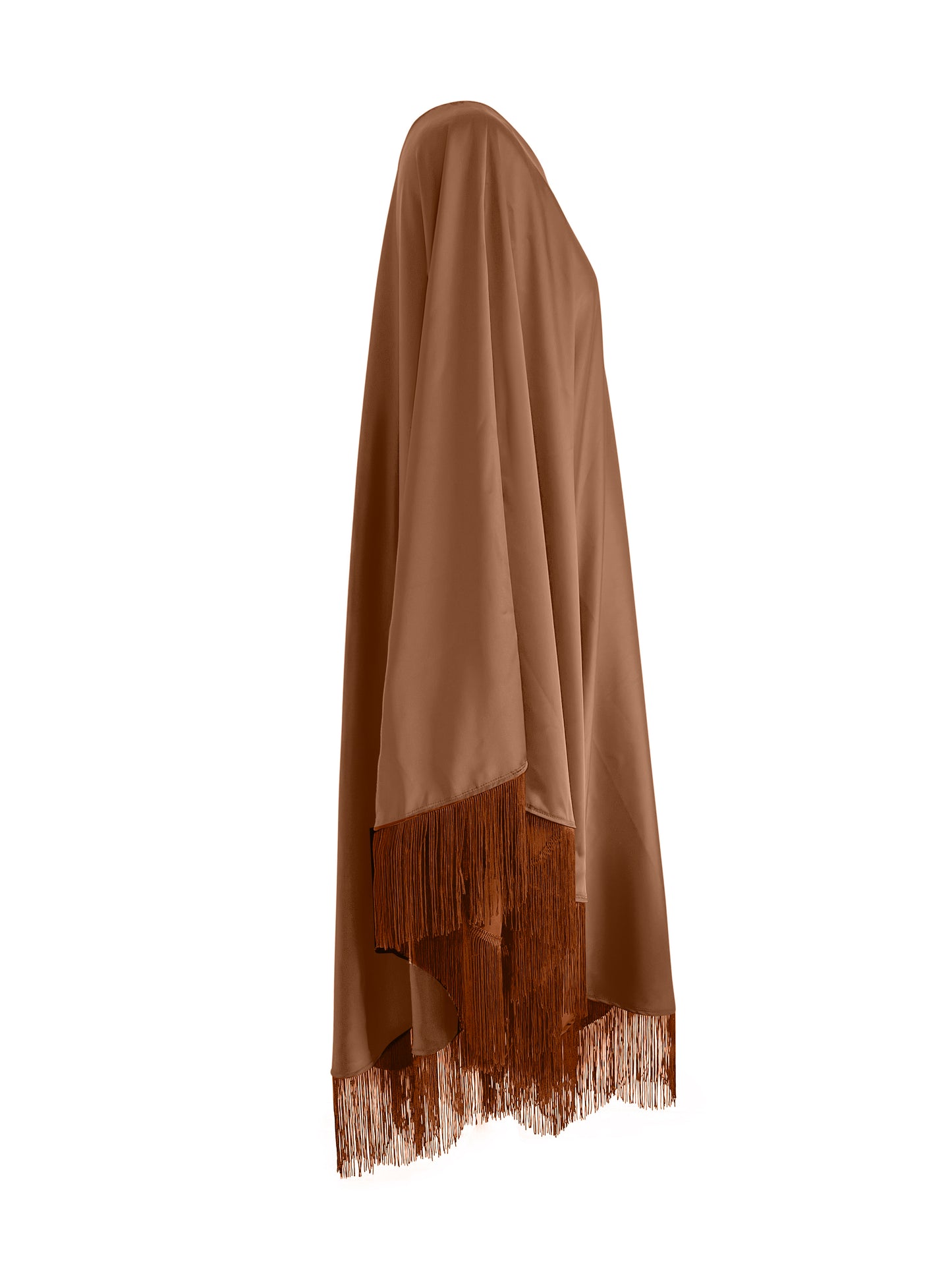 Brown Fringe Off Shoulder Summer Glam Maxi Dress