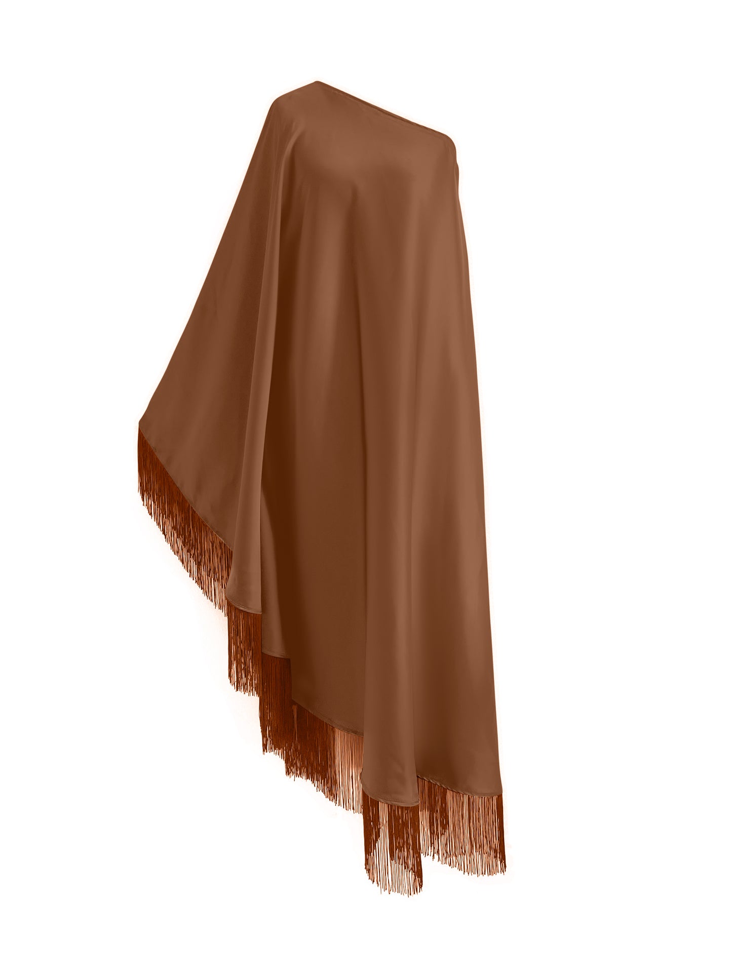 Brown Fringe Off Shoulder Summer Glam Maxi Dress