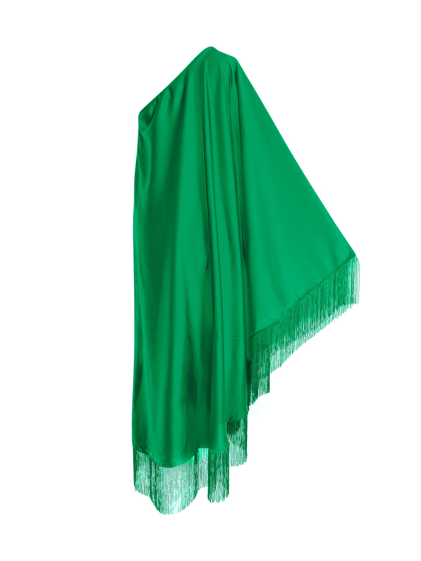 Green Fringe Off Shoulder Summer Glam Maxi Dress