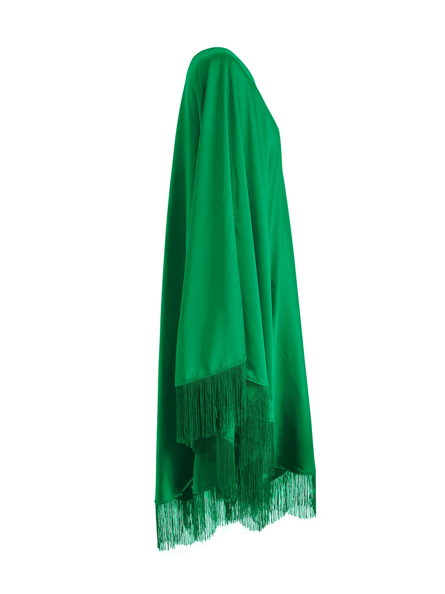 Green Fringe Off Shoulder Summer Glam Maxi Dress