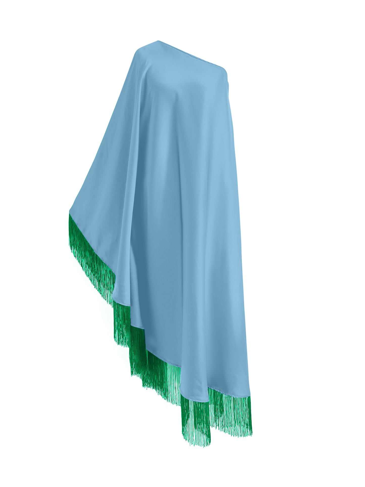 Off Shoulder Glam Green Fringe Maxi Dress