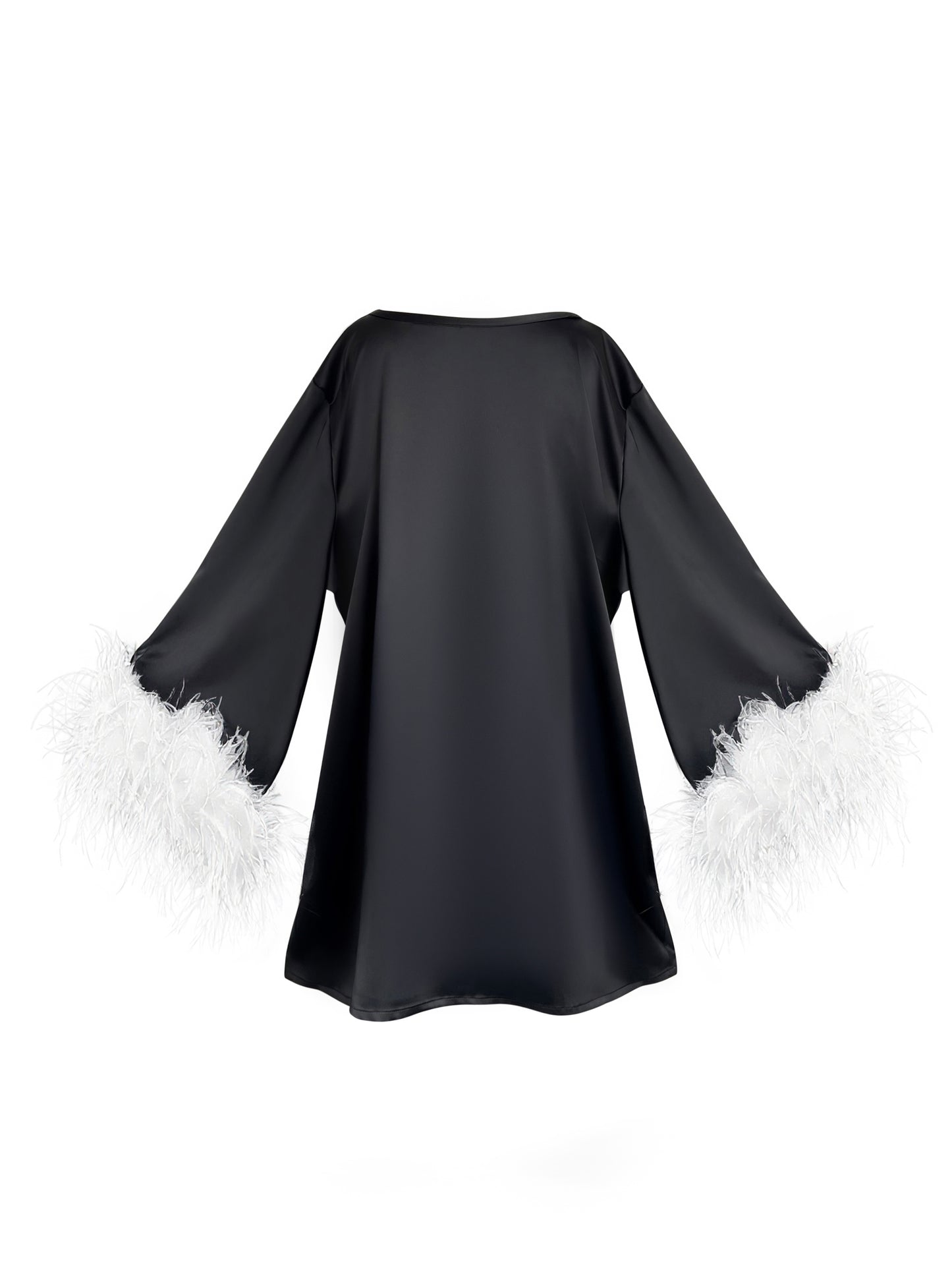 Jess Mini Little Black Party Dress With White Feathers