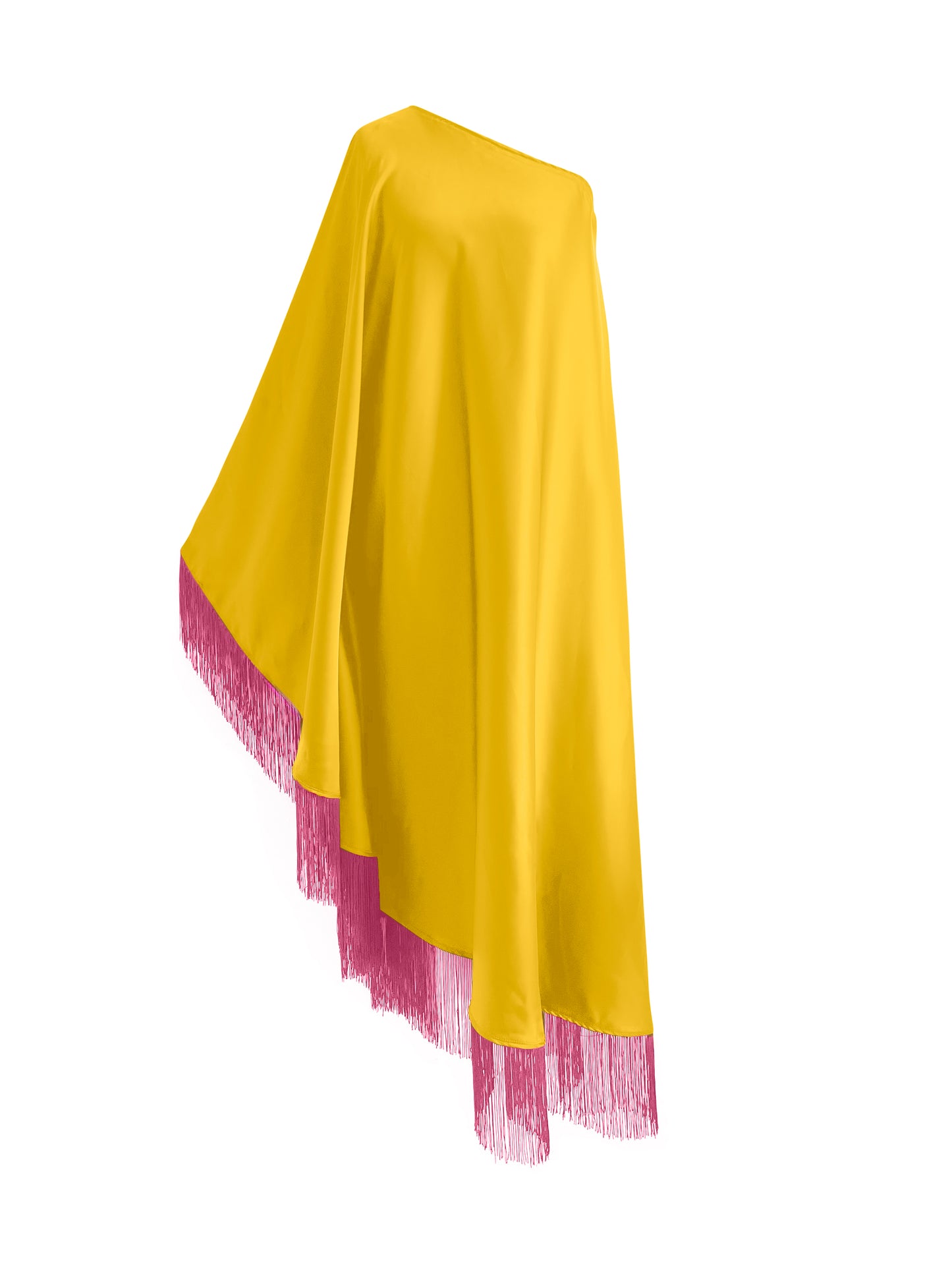 Off Shoulder Glam Pink Fringe Maxi Dress