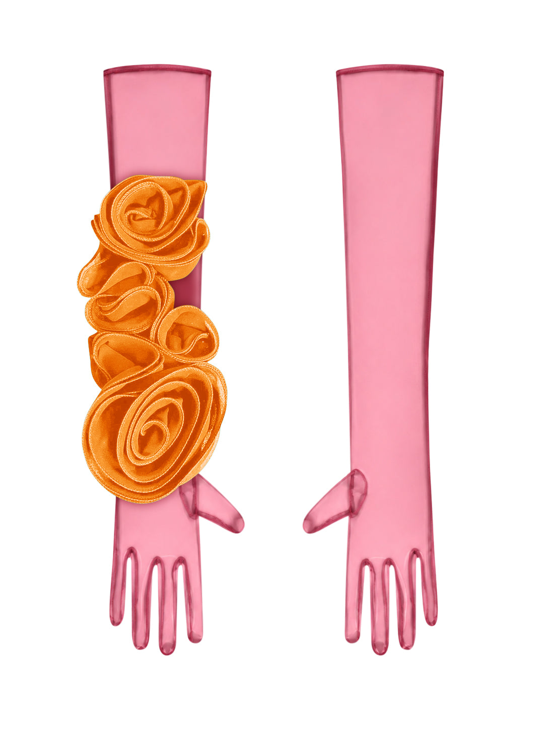Red Gloves With Orange Flower