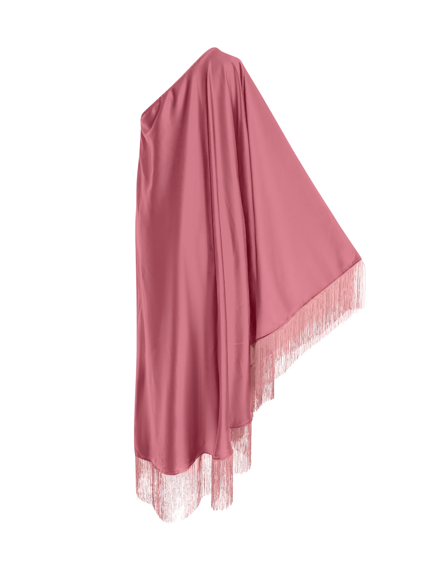 Dusty Pink Fringe Off Shoulder Summer Glam Maxi Dress