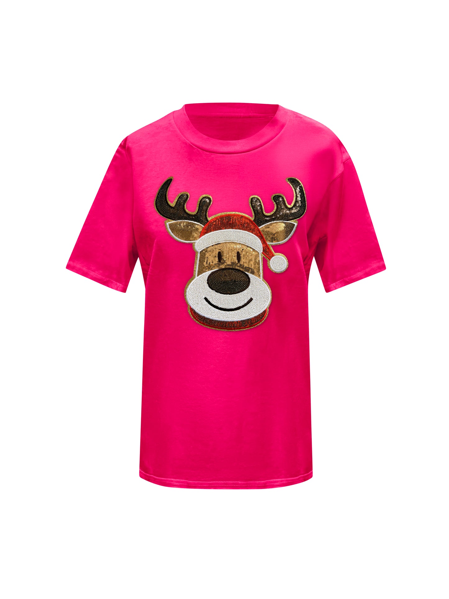 Christmas Festive Reindeer Sequin T-Shirt