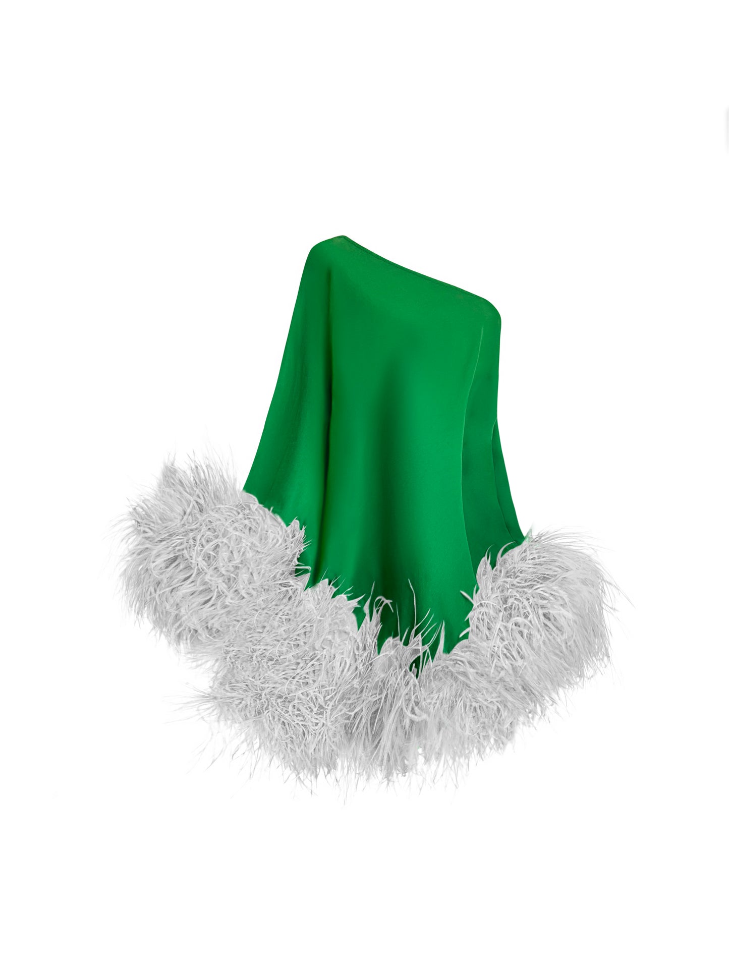 Star Green Mini Dress White Feathers