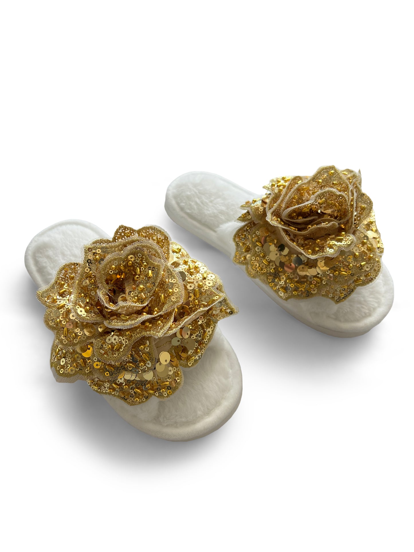 Classic White Faux Fur Open Toe Slippers