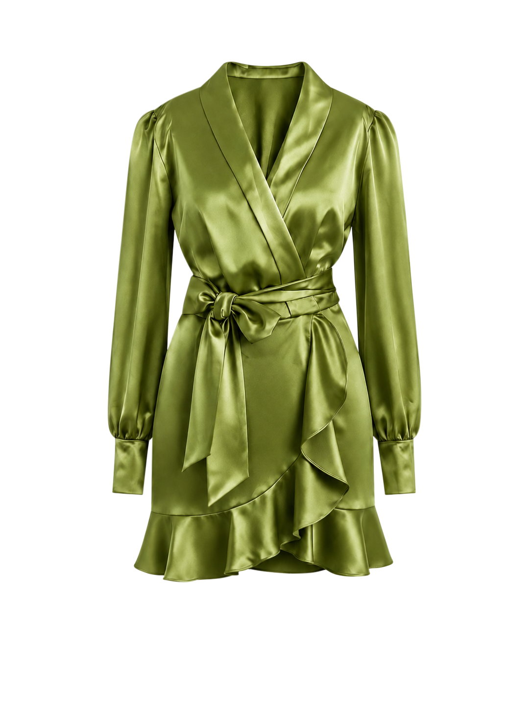 Olive Green Mini Wrap Tulip Dress