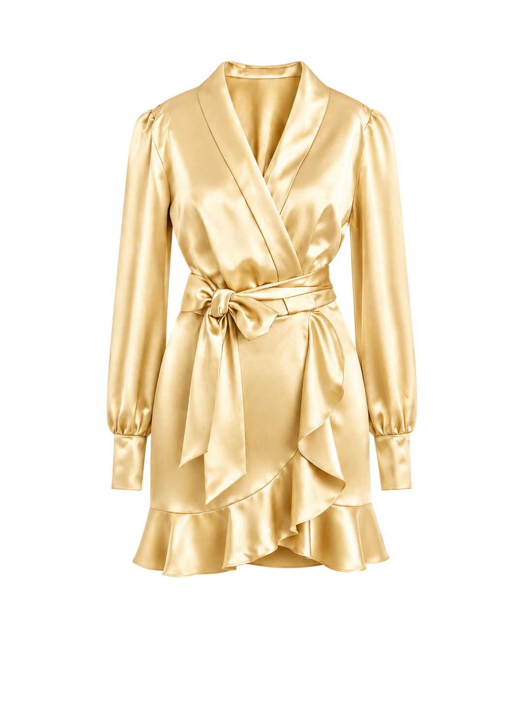 Gold Mini Wrap Tulip Dress