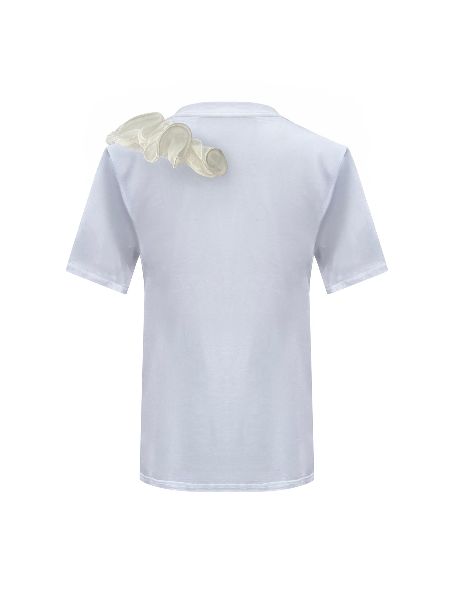 White Rose Summer One Shoulder Cotton T-Shirt