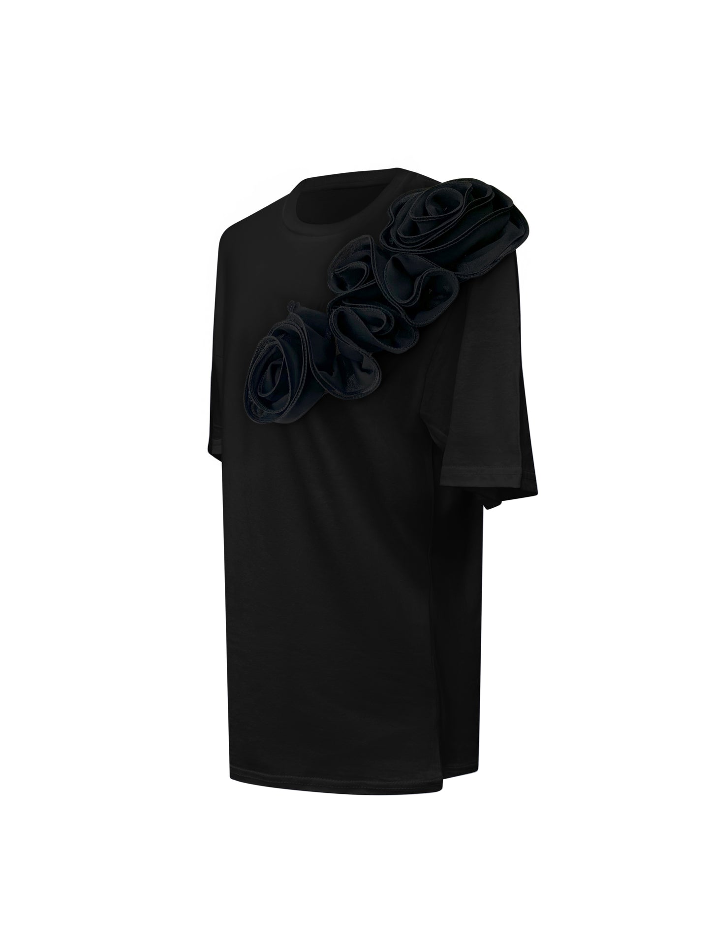 Black Roses Cotton Black T-Shirt