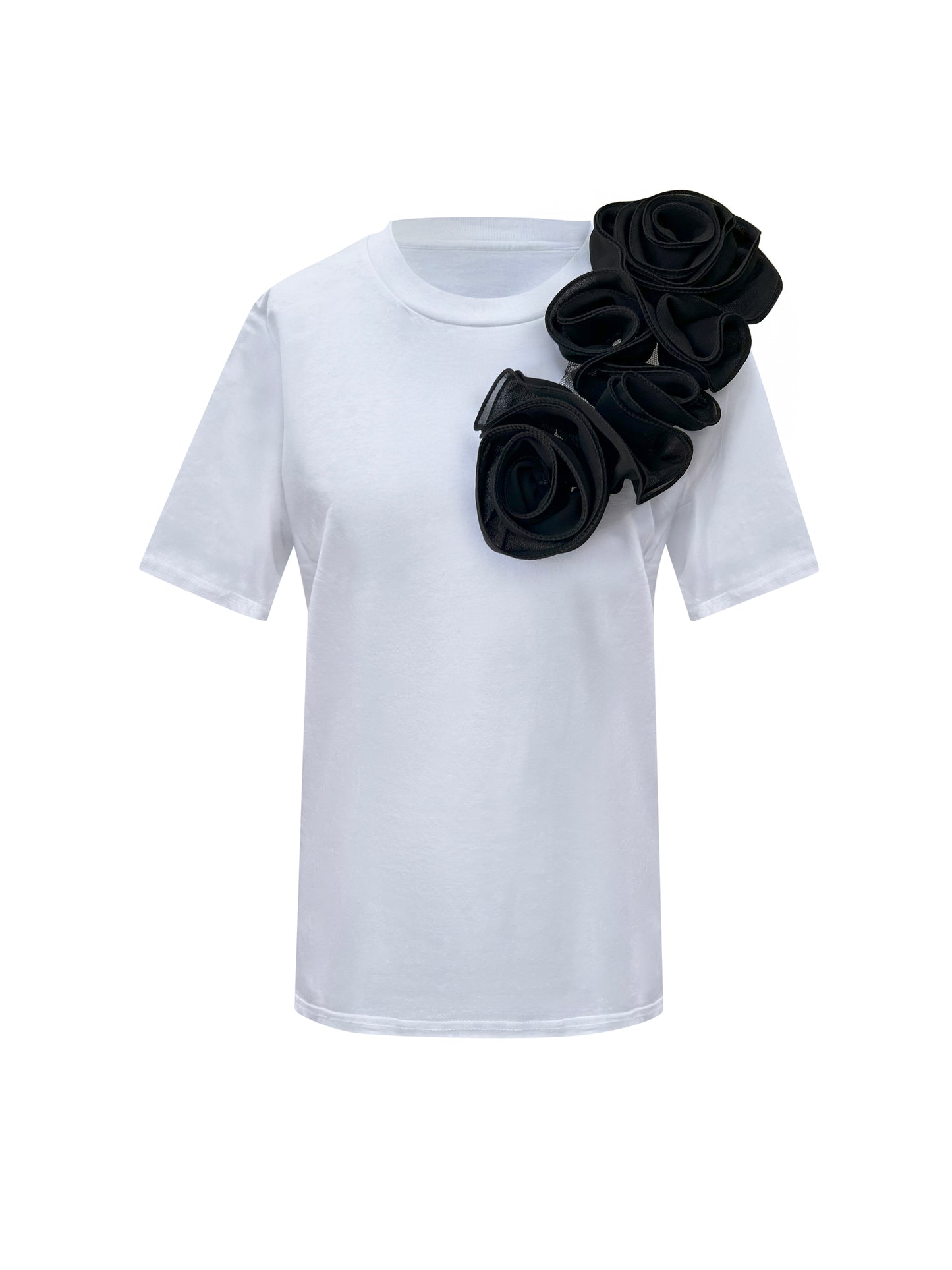 Black Rose Summer Cotton T-Shirt