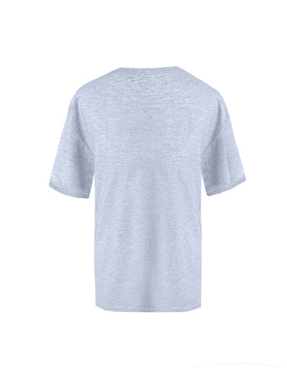 Grey Cotton T-Shirt With Sequin Flower