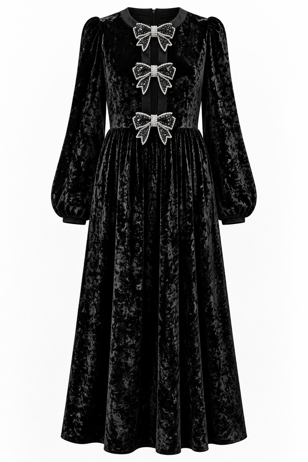Crushed Velvet Bow Dress