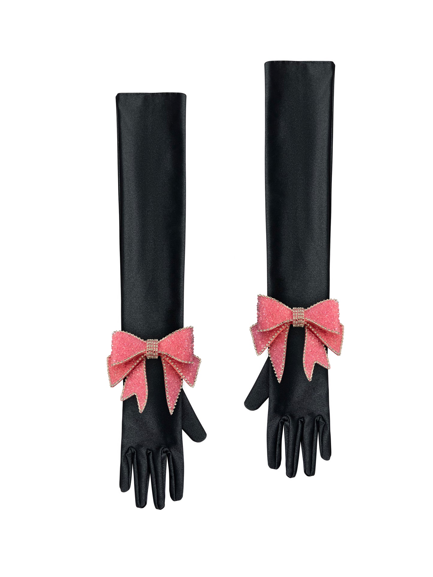 Crystal Bow Pink Chic Gloves