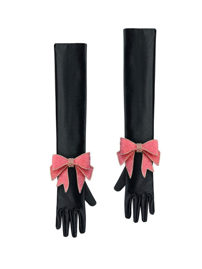 Crystal Bow Pink Chic Gloves