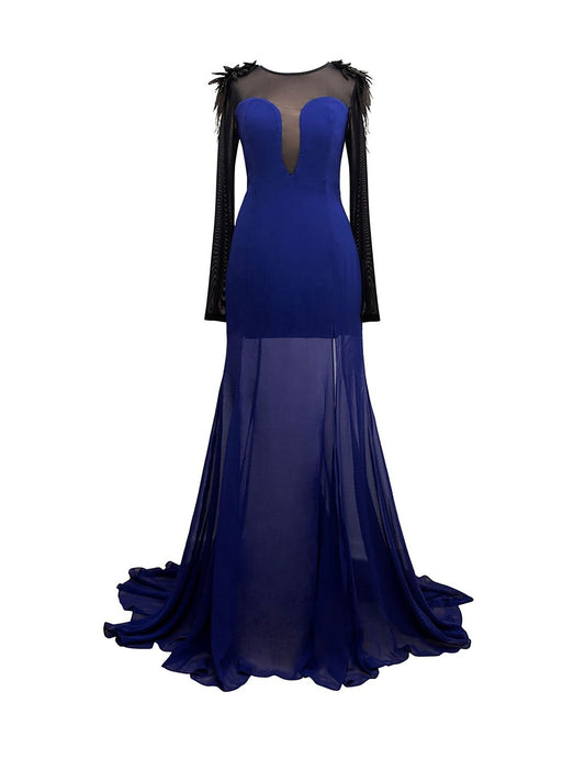 Butterfly Navy/Black Full Length Gown