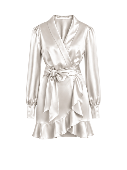Taupe Mini Wrap Tulip Dress