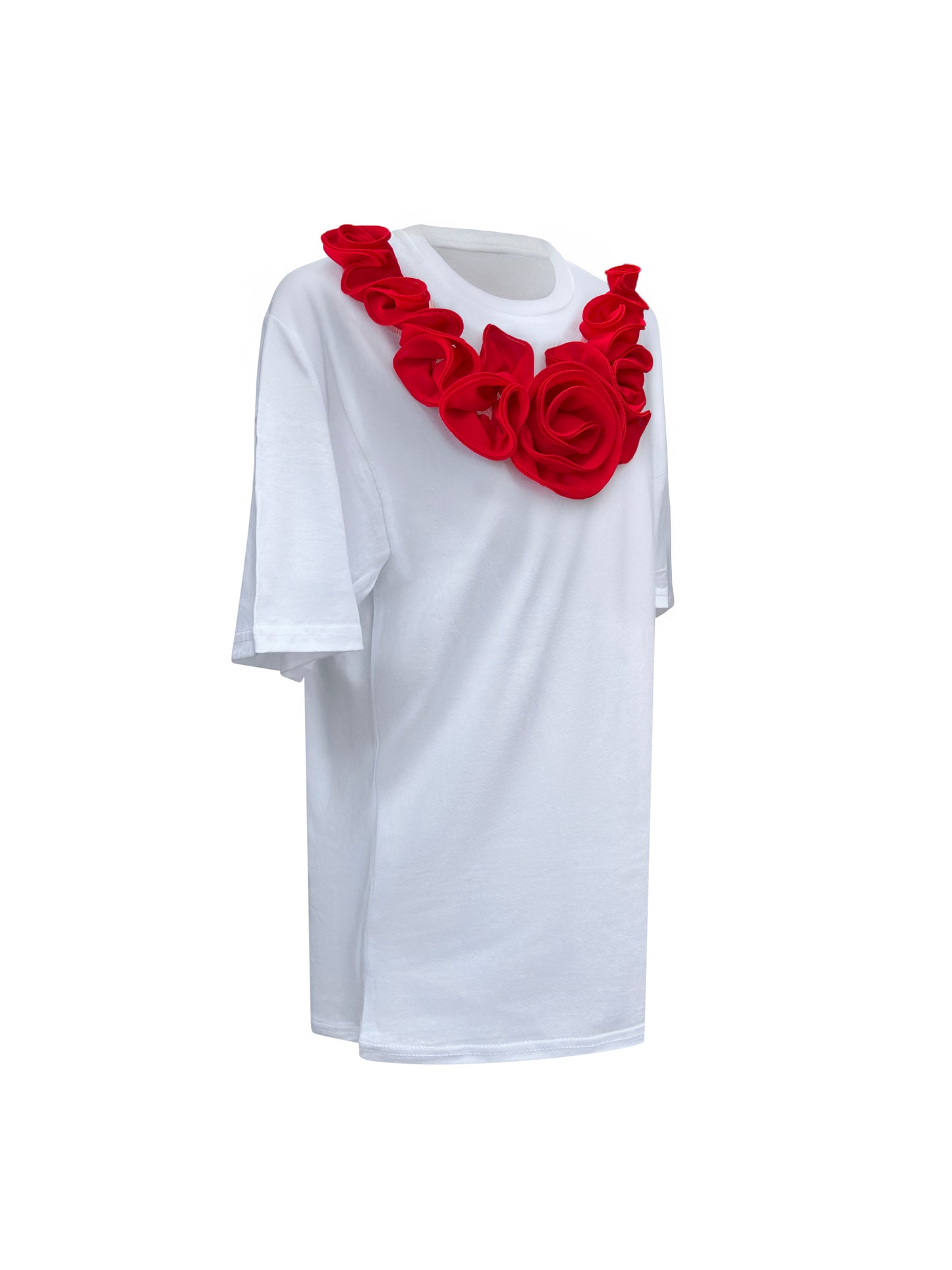 Red Middle Rose Summer Cotton T-Shirt