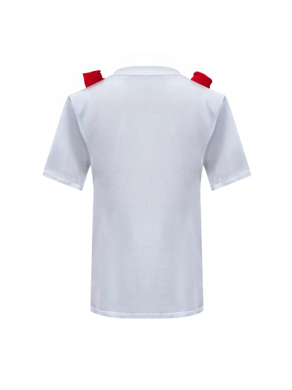 Red Middle Rose Summer Cotton T-Shirt