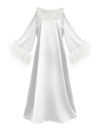 White Orchid Flowers Dress