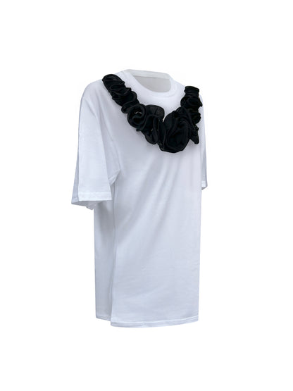 Black Middle Rose Summer Cotton T-Shirt