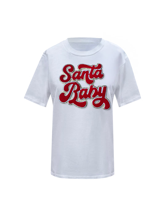Christmas Embroidery Santa Baby T-Shirt