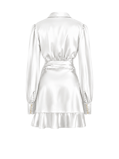 Ivory Mini Wrap Tulip Dress
