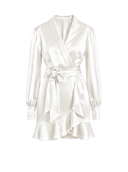 Ivory Mini Wrap Tulip Dress