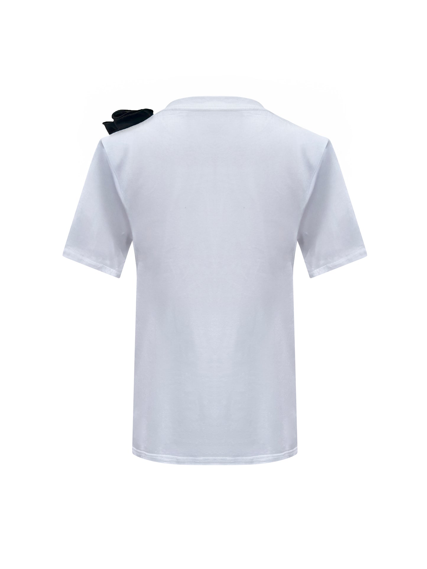 Black Side Rose Summer Cotton T-Shirt