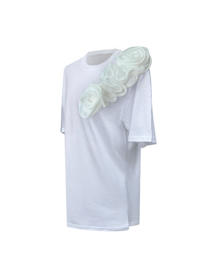 White Rose Summer Cotton T-Shirt