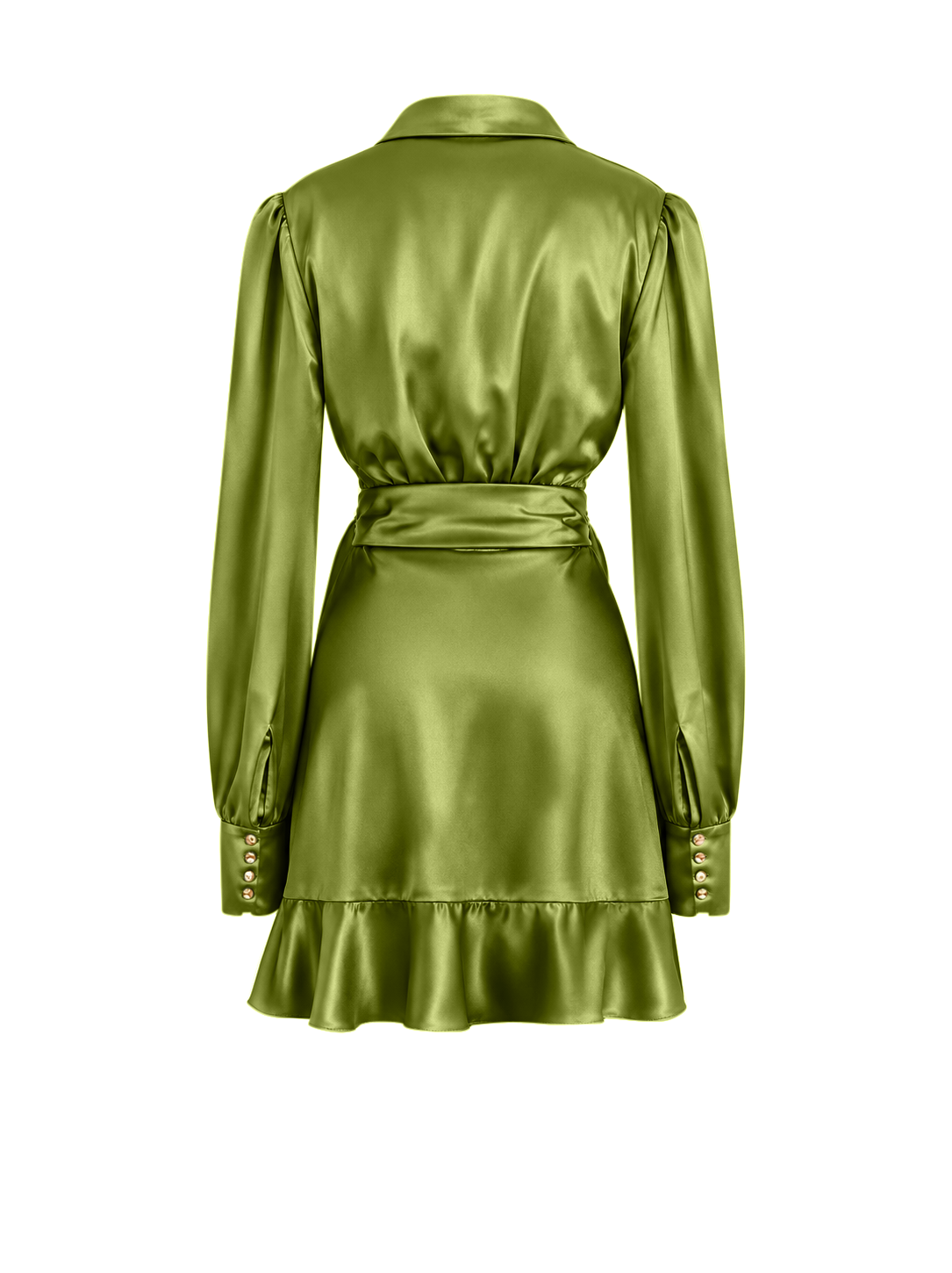 Olive Green Mini Wrap Tulip Dress