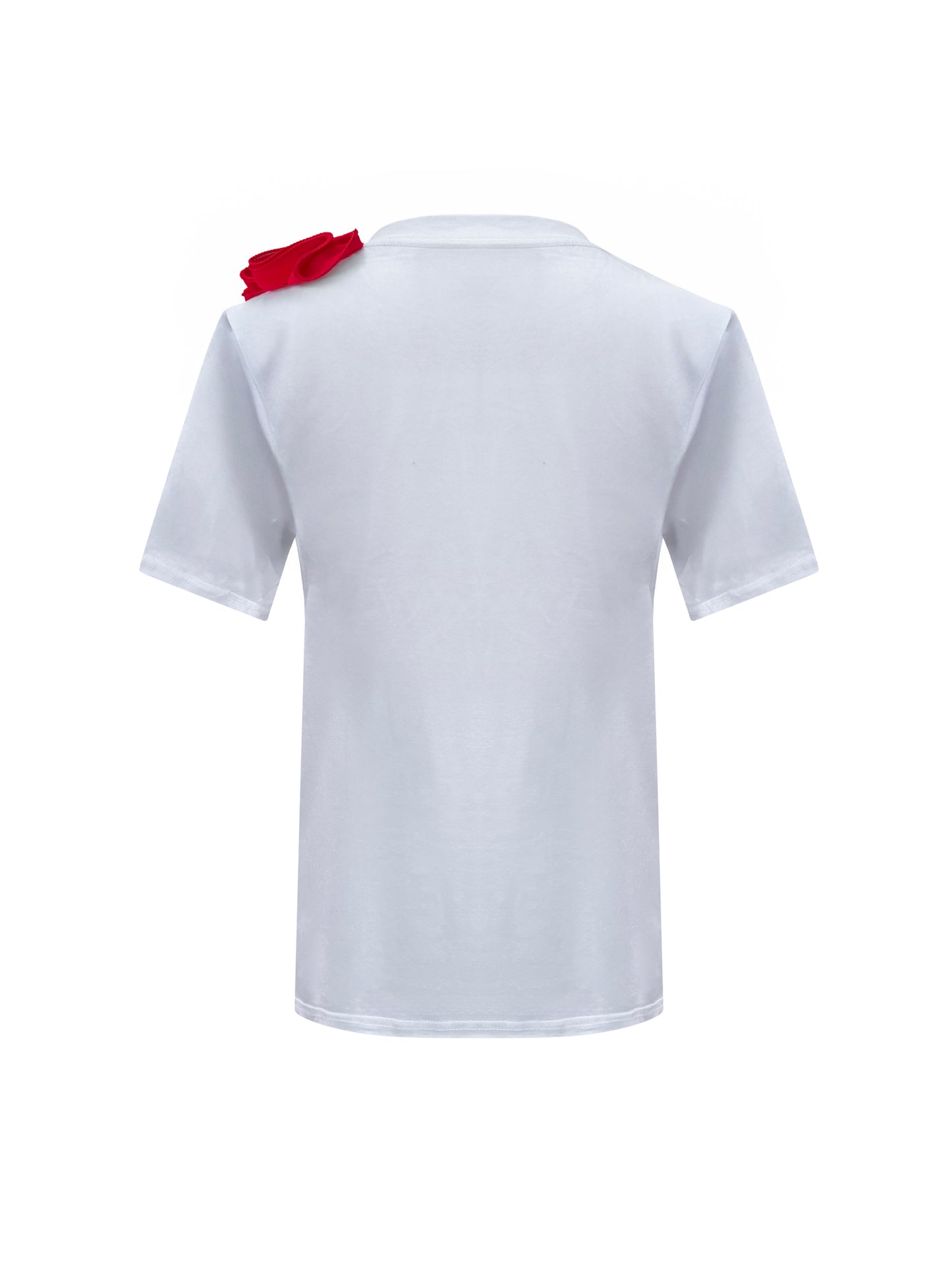 Red Side Rose Summer Cotton T-Shirt