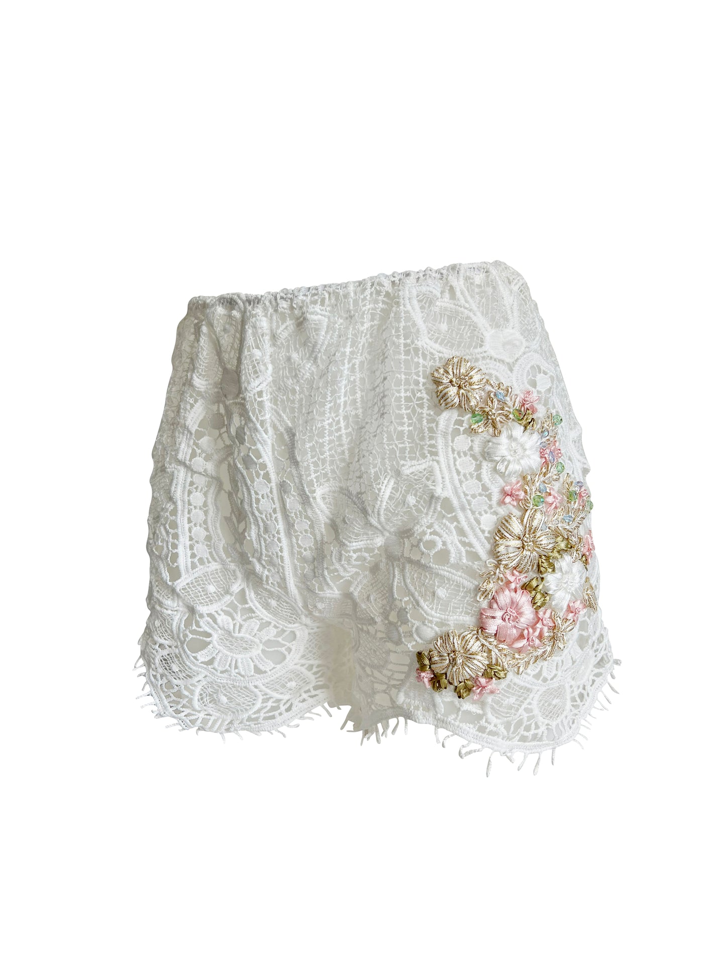 White Mini Lace Crochet Shorts